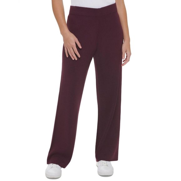NWT Calvin Klein Women's Wide Leg Sweater Pants M2XQK740 M Aubergine Purple - Picture 1 of 5